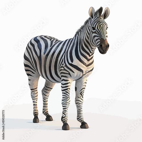 Zebra isolated on white background. 3D illustration, clipping path