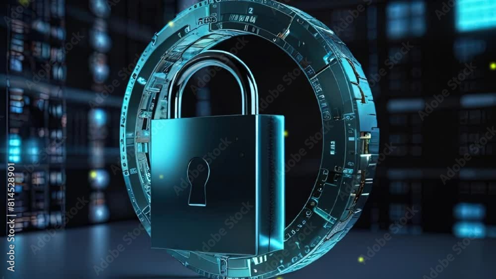 Global cybersecurity encryption for secure exchange of information technology over safe data networks, 3D Illustration  for cybersecurity 