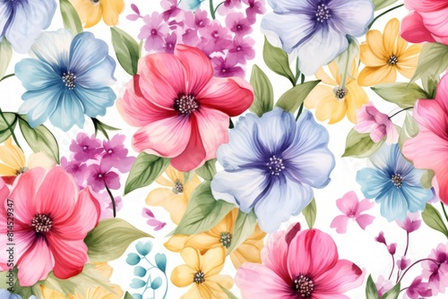 A colorful floral pattern with a white background