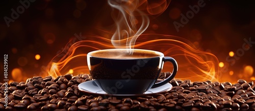 A hot beverage made from brewed coffee beans. with copy space image. Place for adding text or design