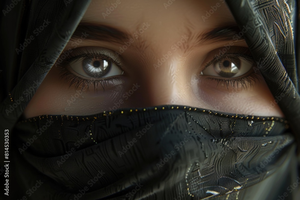 Close up of a woman's eyes with a veil, suitable for fashion or beauty concepts Close up of a woman's eyes with a veil, suitable for fashion or beauty concepts