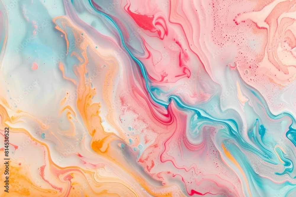 Soft pastel background with swirls of light pink, baby blue and yellow, iridescent holographic liquid effect, liquid marble texture Soft pastel background with swirls of light pink, baby blue and yellow, iridescent holographic liquid effect, liquid marble texture