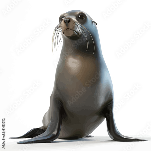 Cute seal isolated on a white background. 3d render.