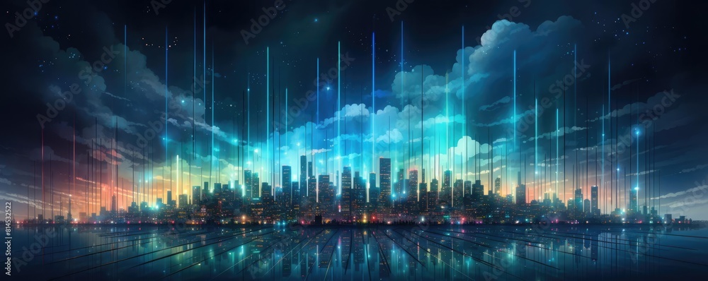 The fantastic night view of a futuristic city. The fantastic night view of a futuristic city.