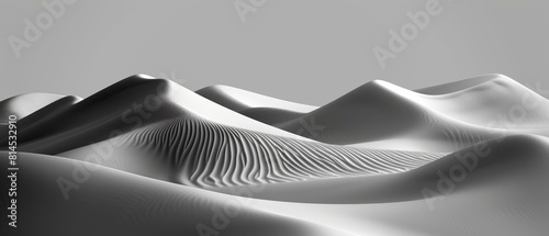 Desert dunes front view arid theme black and white