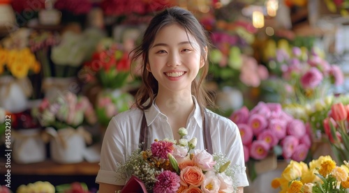 Woman Standing in Front of Flowers