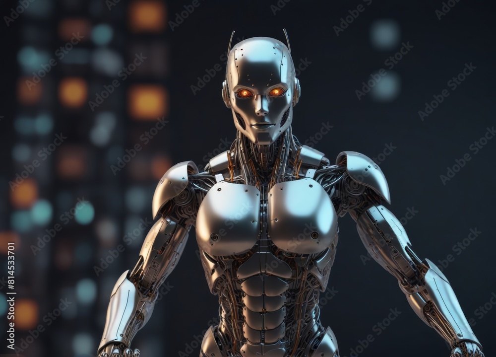 a robot with glowing eyes and a black background, technology concept, AI robot. a robot with glowing eyes and a black background, technology concept, AI robot.