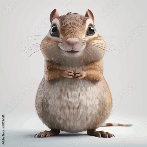 Funny chipmunk isolated on white background. 3d illustration.