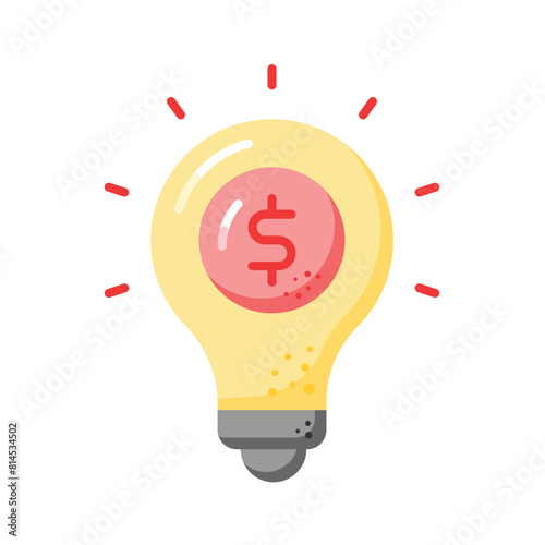Dollar inside bulb depicting innovative idea, financial idea icon design