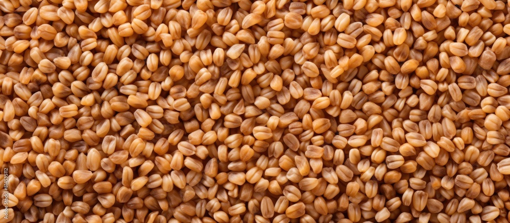 Close up macro texture of buckwheat malt used in the production of alcoholic beverages and animal feed with a background and copy space image showcasing the cereal groats Close up macro texture of buckwheat malt used in the production of alcoholic beverages and animal feed with a background and copy space image showcasing the cereal groats