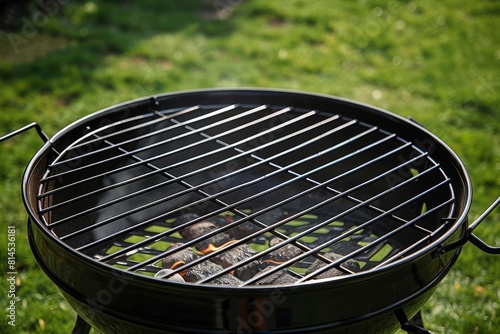 High angle shot of an empty barbecue grill, its blackened interior hinting at the culinary delights that have been prepared on its fiery surface