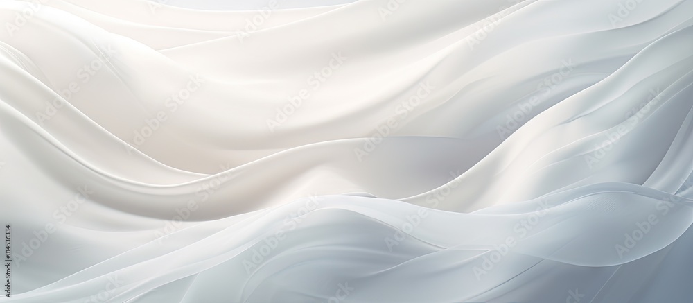Obraz premium A serene backdrop of white fabric with gentle abstract waves creating an ethereal ambiance Perfect as a copy space image