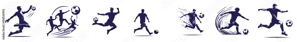 set silhouette of soccer