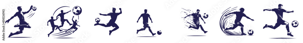 Fototapeta premium set silhouette of soccer
