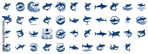 43 set silhouette of sharks photo