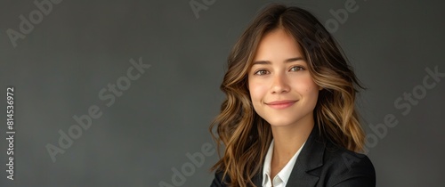 Smiling Woman in Leather Jacket