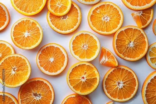 Group of Halved Oranges on White Surface