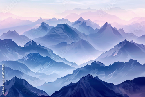Abstract illustration of beautiful mountains view from above 