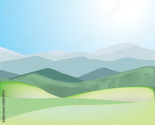 moutain and sky at day background vector drawn