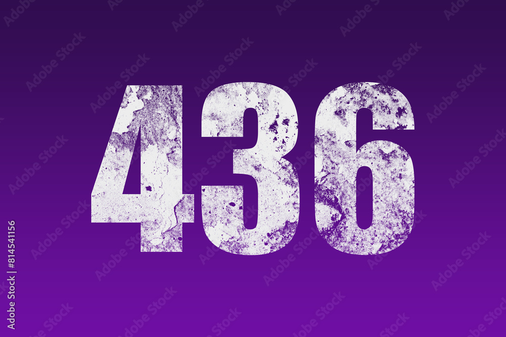 flat white grunge number of 436 on purple background. flat white grunge number of 436 on purple background.