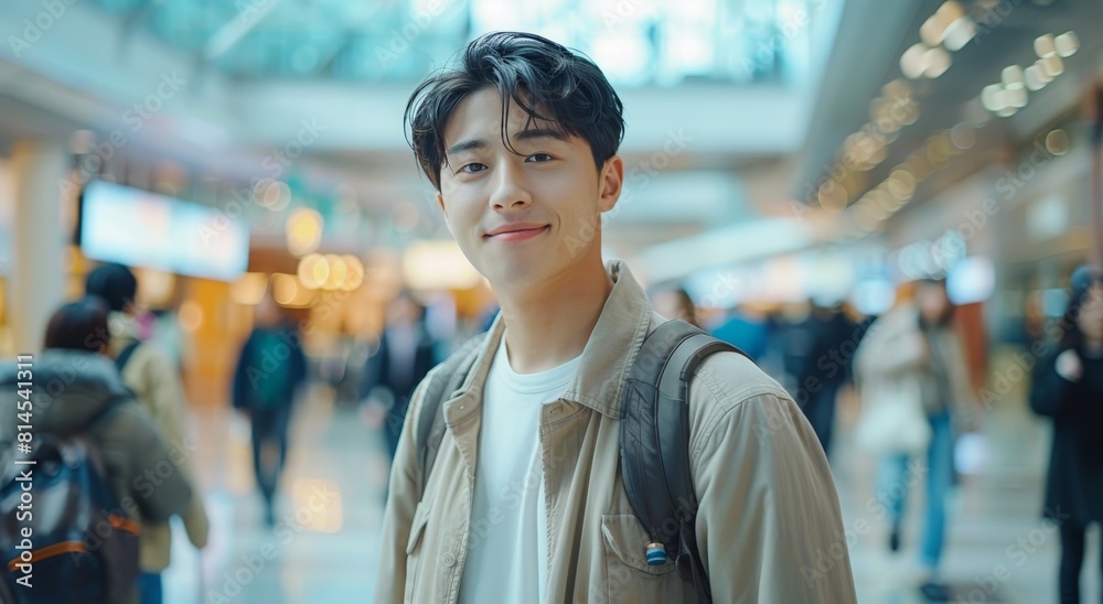 Man Standing in Airport Looking at Camera Man Standing in Airport Looking at Camera