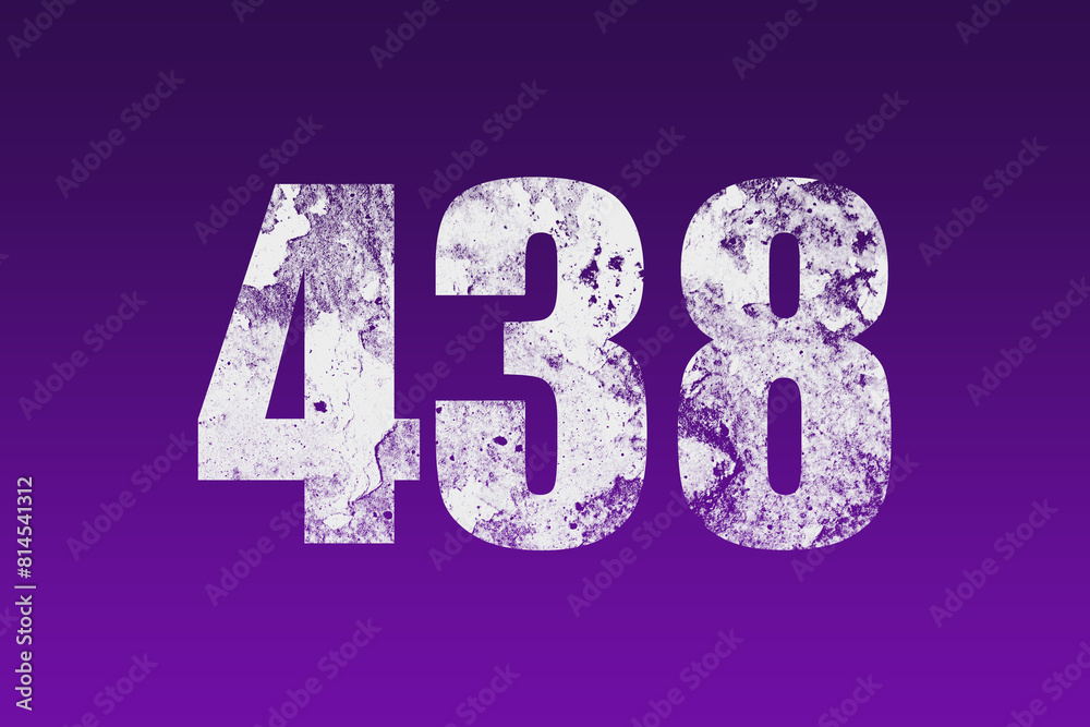 flat white grunge number of 438 on purple background. flat white grunge number of 438 on purple background.
