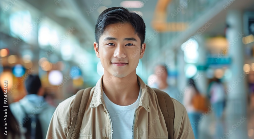 Man Standing in Airport Looking at Camera Man Standing in Airport Looking at Camera