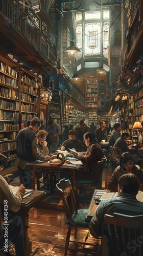 The teachers and students in the library