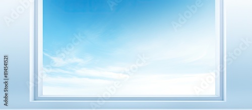 Light blue background with an open paper window frame providing ample copy space for adding text