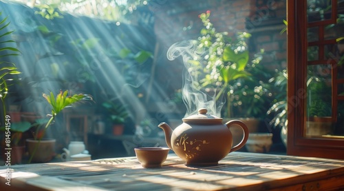 Tea Pot and Cup on Mat