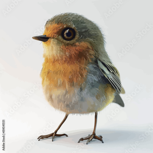 Red robin (Erithacus rubecula) isolated on white background