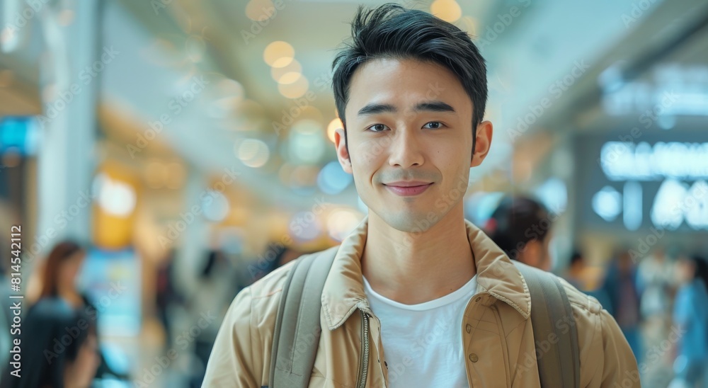 Man Standing in Airport Looking at Camera Man Standing in Airport Looking at Camera