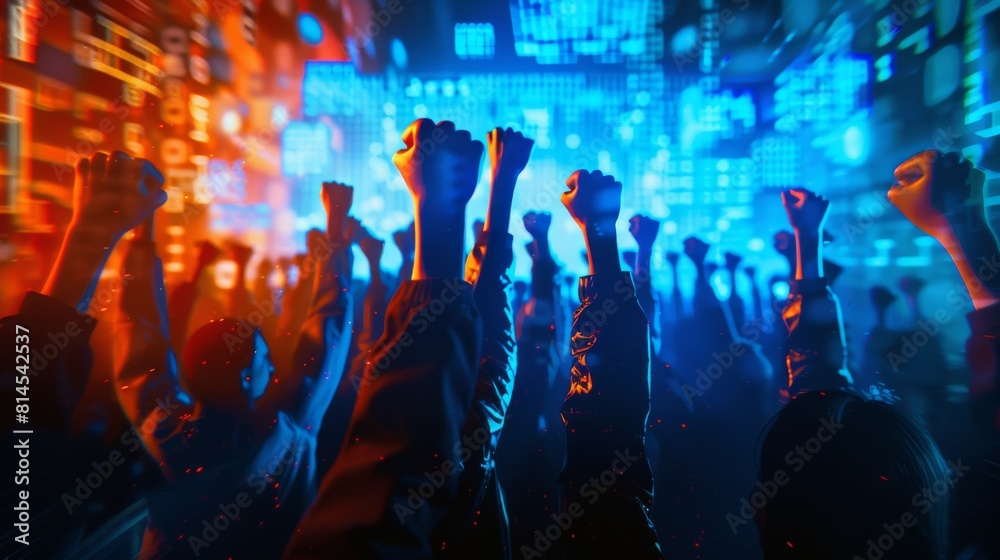 custom made wallpaper toronto digitalHundreds of protestors in the street raise their fists against racism, discrimination, injustice and equality, freedom and peace, and political change and democracy.