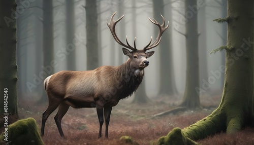 A majestic stag surveying his domain in the heart upscaled_4