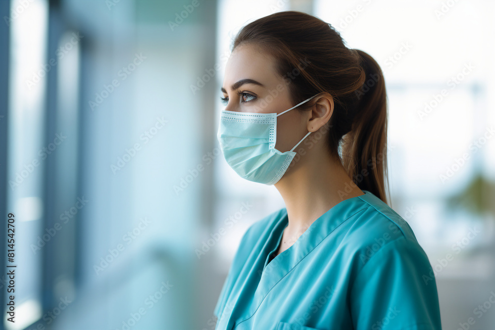 Generative AI Portrait of experienced doctor at hospital patient examination consultation medicare
