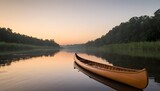 A wooden canoe gliding silently down a serene rive upscaled_3