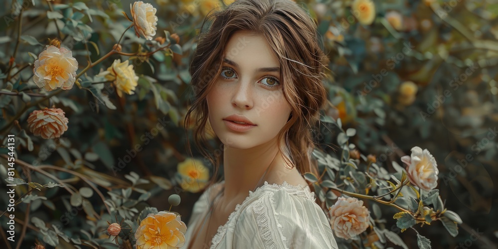 portrait of a woman in the garden portrait of a woman in the garden