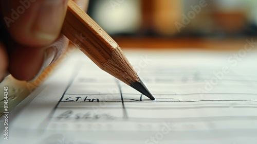 Person Writing on Paper With Pencil