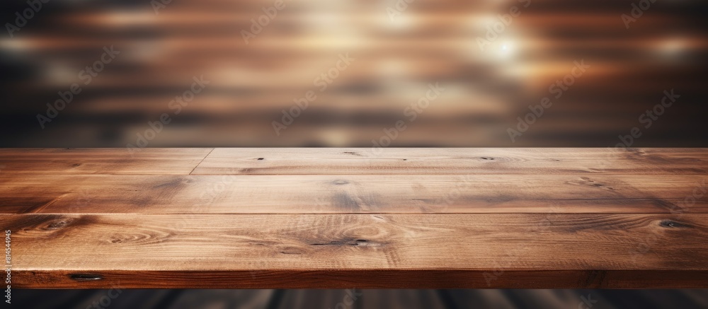 A wooden table is prominently showcased in the foreground while the background of the image is intentionally blurred to create a seamless visual effect This creates an ideal space for adding your adv