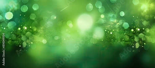 A vibrant green bokeh background with beautiful lighting effects. with copy space image. Place for adding text or design