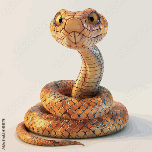 3D rendered Illustration of a Snake isolated on white background.