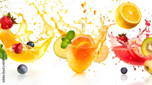 Splash effect of fruit juice high speed photography on isolated on white background  © muneeb