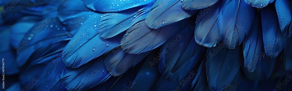 Obraz premium Detailed view of the texture and colors of a navy blue birds feathers up close