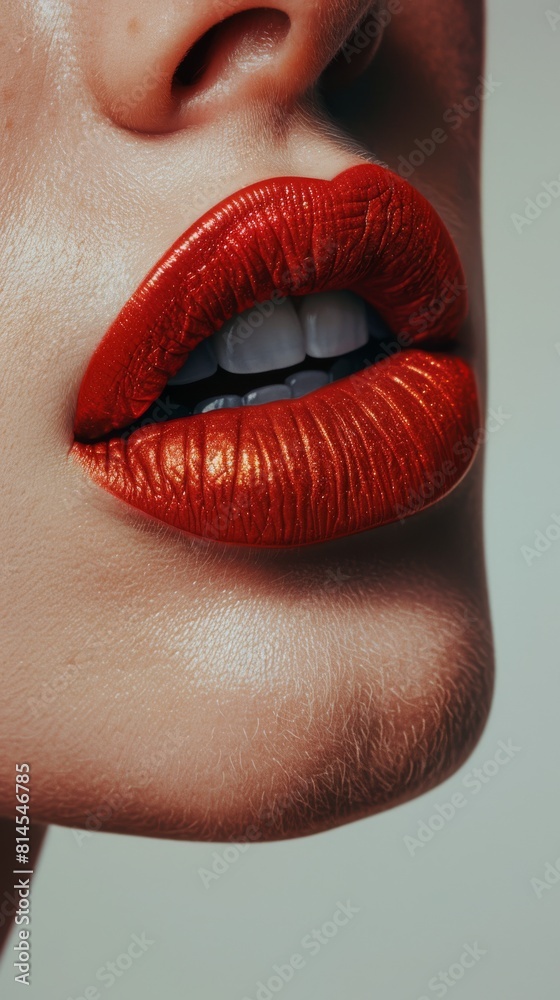 Woman Wearing Red Lipstick