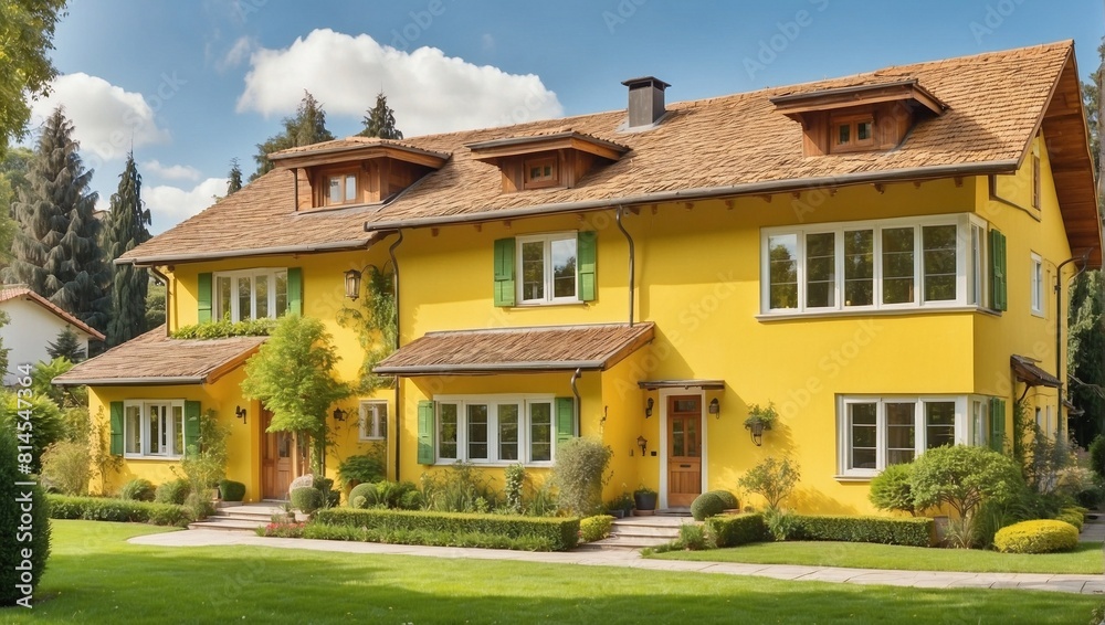 old yellow house in the village old yellow house in the village