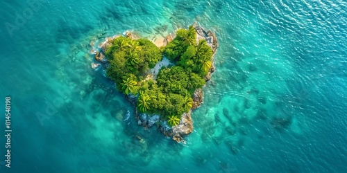 Love Travel Concept. Aerial Perspective of Exotic Island in the Shape of a Heart.