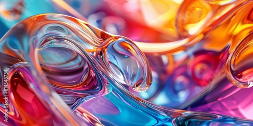 Colorful Glass 3D Object  abstract wallpaper background