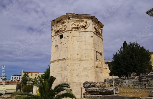 The Tower of the Winds, or Horologion of Andronikos Kyrrhestes, an ancient clocktower, In Athens, Greece photo