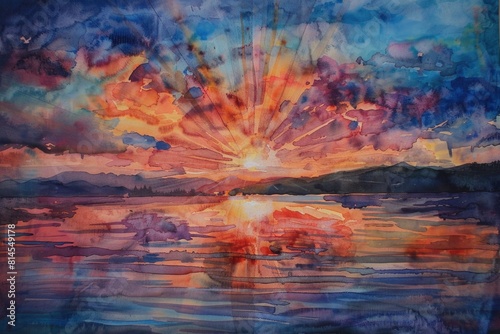 Beautiful sunset painting suitable for various designs