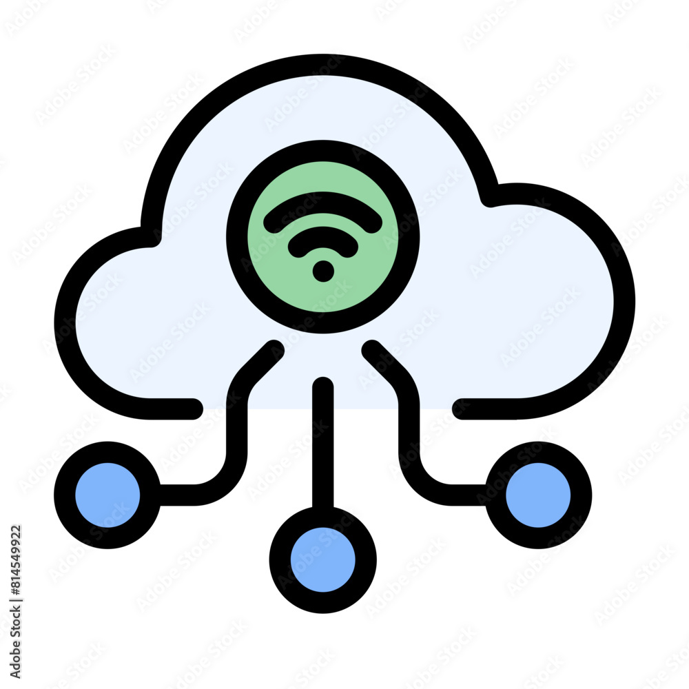 Internet Icon With Line Flat Color Style Internet Icon With Line Flat Color Style